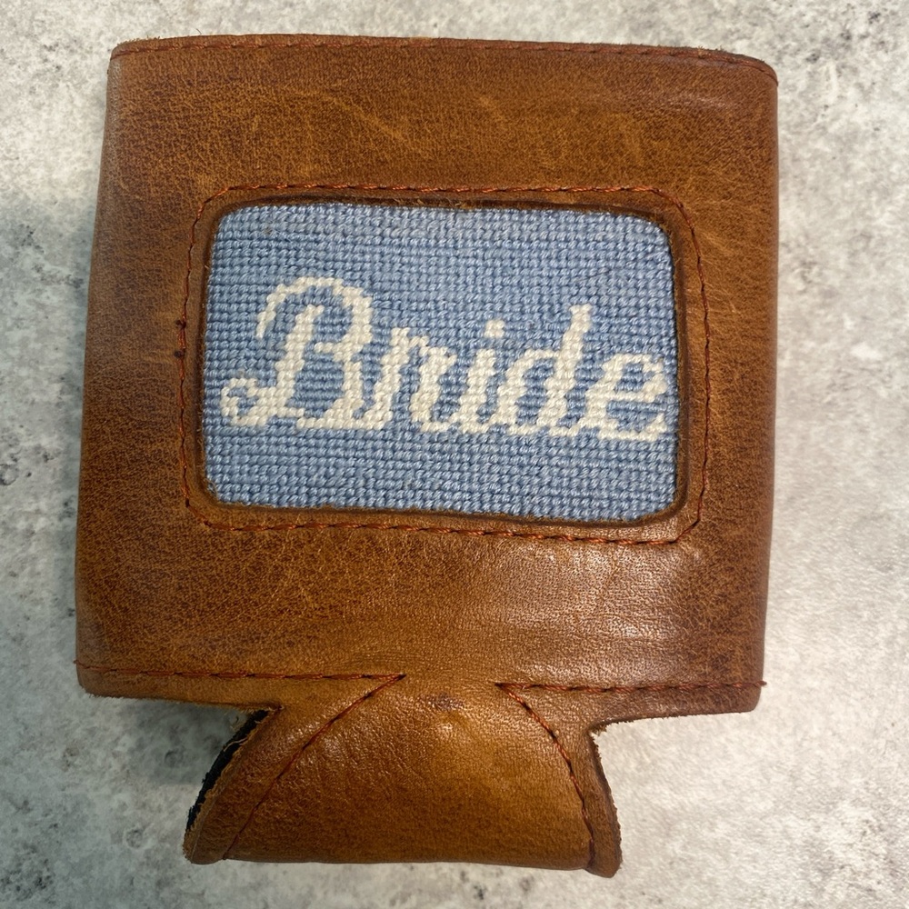 Smathers & Branson Leather Needlepoint “Bride” Koozie | Wedding Gift | Preppy